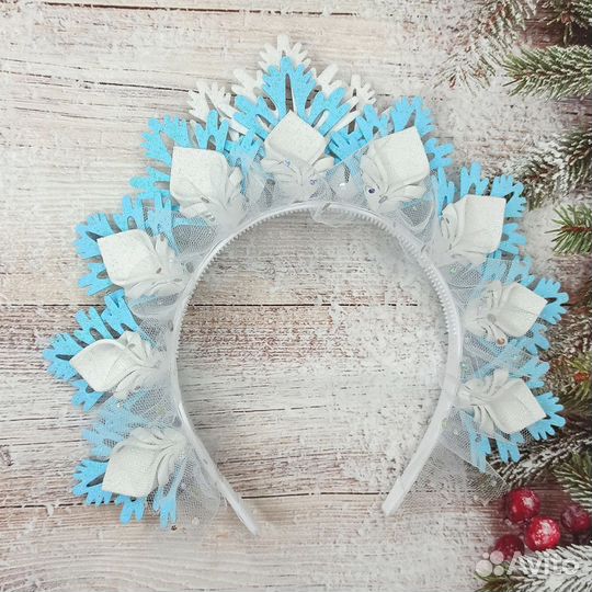 Ободок снегурочки ручной работы