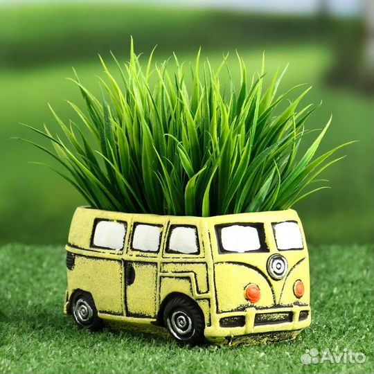 2 шт. Горшок 'Автобус' жёлтый, 13х7,5х6,4см