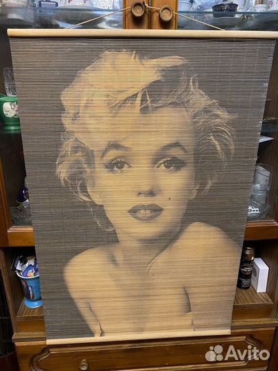 Панно Мерлин Монро времён СССР Бамбуковая соломка