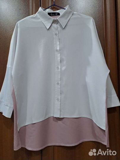 Блузка,рубашка школьная, белая,розовая