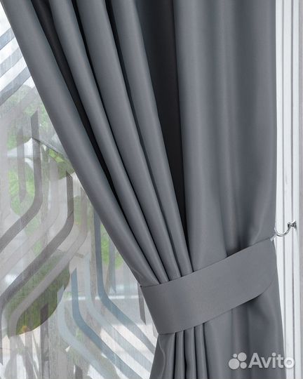 Шторы блэкаут Амадео серый новые пошив
