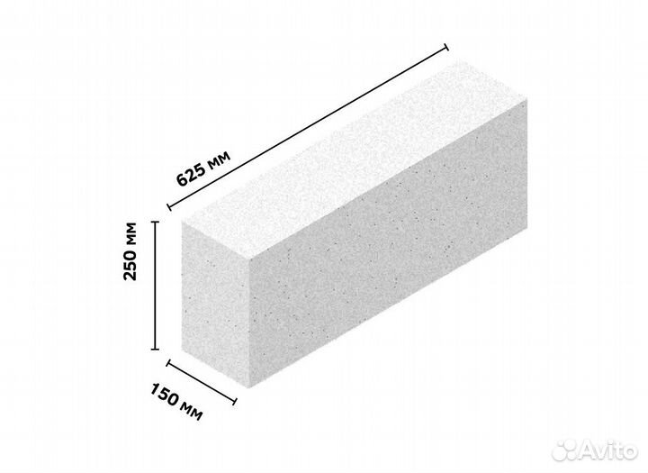 Блок газобетонный 625*150*250