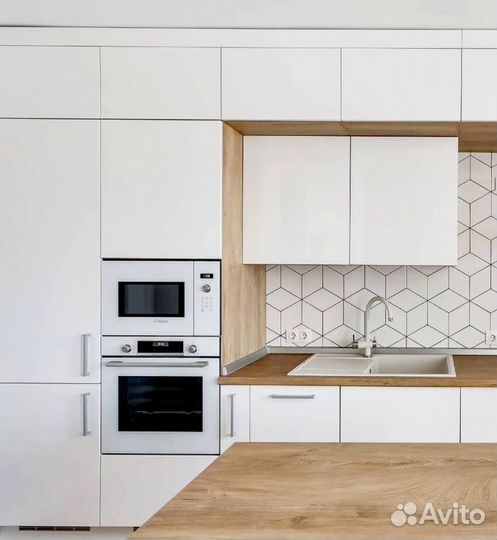 Прямая кухня мдф фасады