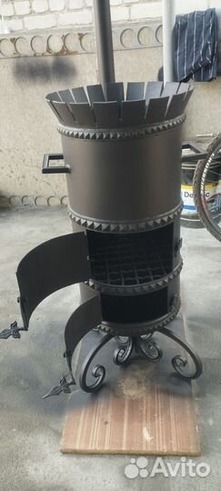 Печь для казана с трубой и дверцей
