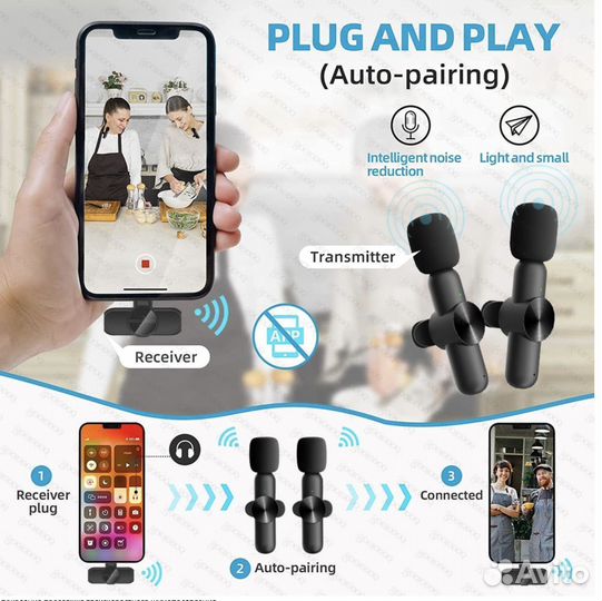 Радиомикрофон петличка до 20м + кейс + шумоподавл