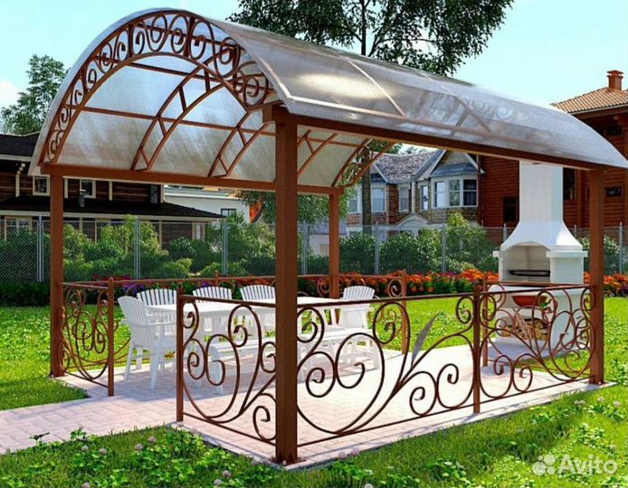 Монтаж металлоконструкций- навес, беседки, террасы