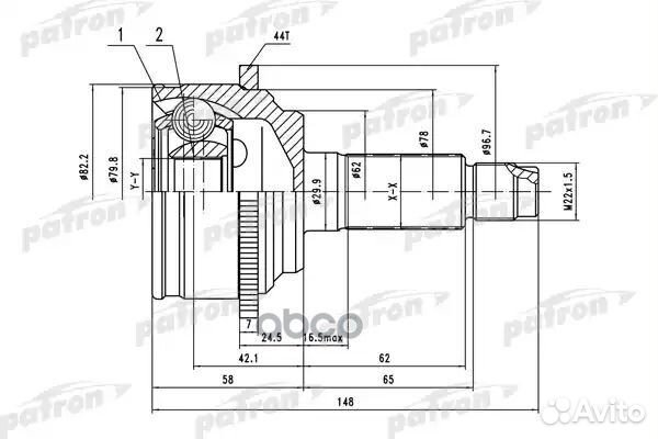 ШРУС наружн к-кт 28x62x32 ABS:44T mazda: 6 02