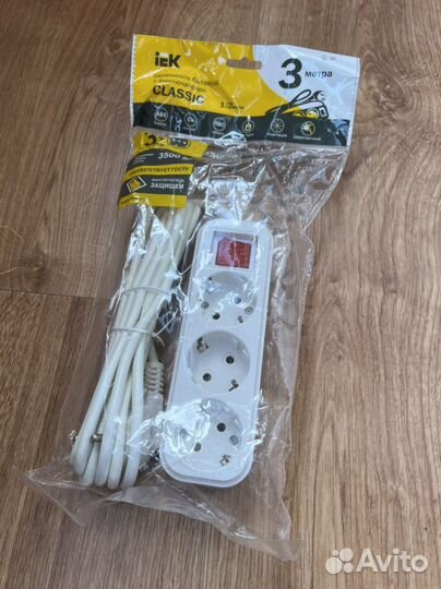 Удлинитель бытовой/сетевой фильтр новый, 3м