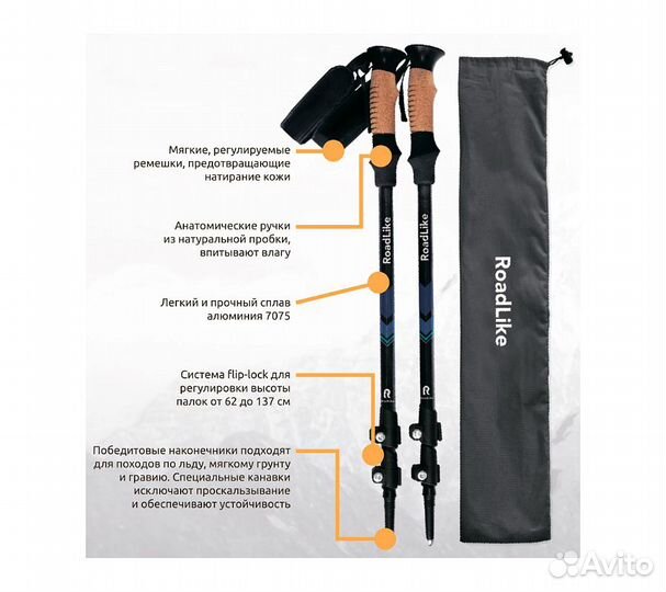 Палки для скандинавской ходьбы RoadLike Голубой