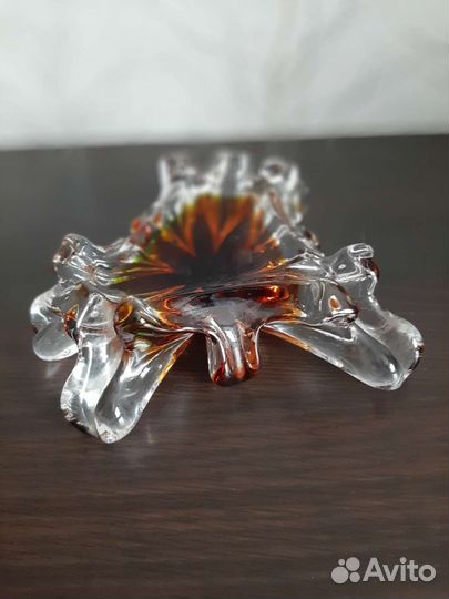 Пепельница СССР чешское цветное стекло Богемия