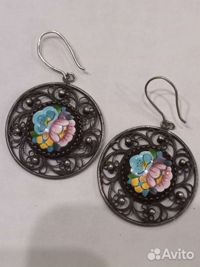 Серьги финифть СССР
