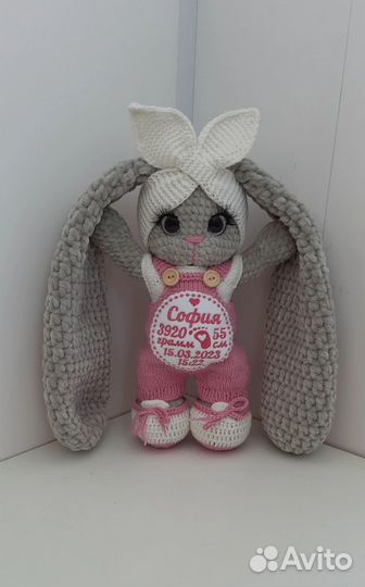 Вязаный заяц мягкая игрушка,читать описание