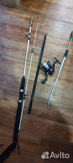 Спиннинг, катушка, удочка 4 нов, держатель, садок
