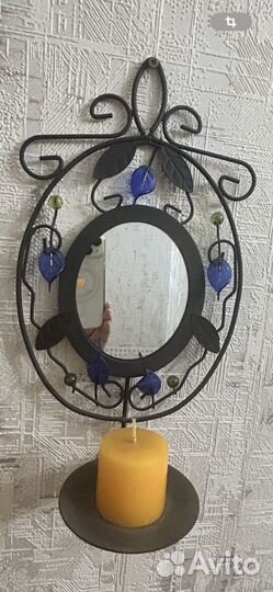 Подсвечник кованый с зеркалом