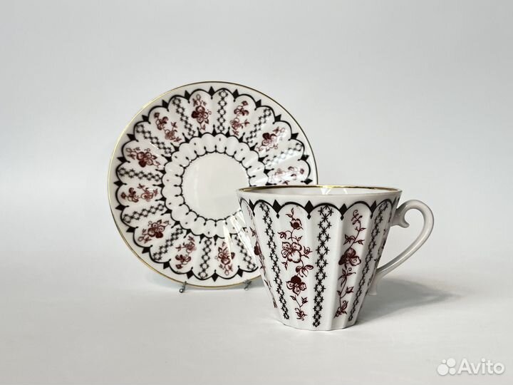 Чайная пара фарфор СССР лфз Дулево