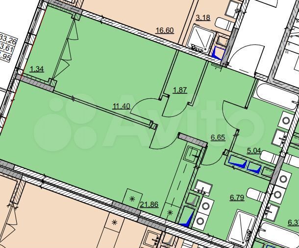 1-к. квартира, 55 м², 14/16 эт.