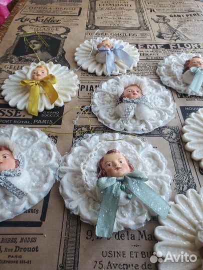 Ватные елочная игрушка.Снегурочка снежинка.Винтаж