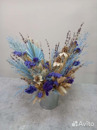 Композиции из сухоцветов в кашпо (размер М) /декор