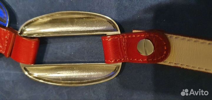 Кожаный ремень женский красный vera pelle