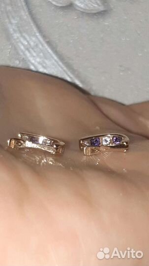 Золотые детские серёжки с английским замком