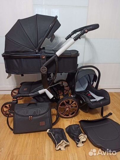 Коляска 3в1 премиум класс эко кожа Luxmom 608