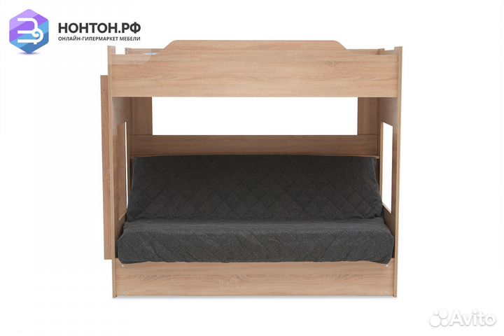 Двухъярусная кровать с диван-кроватью темно-серый