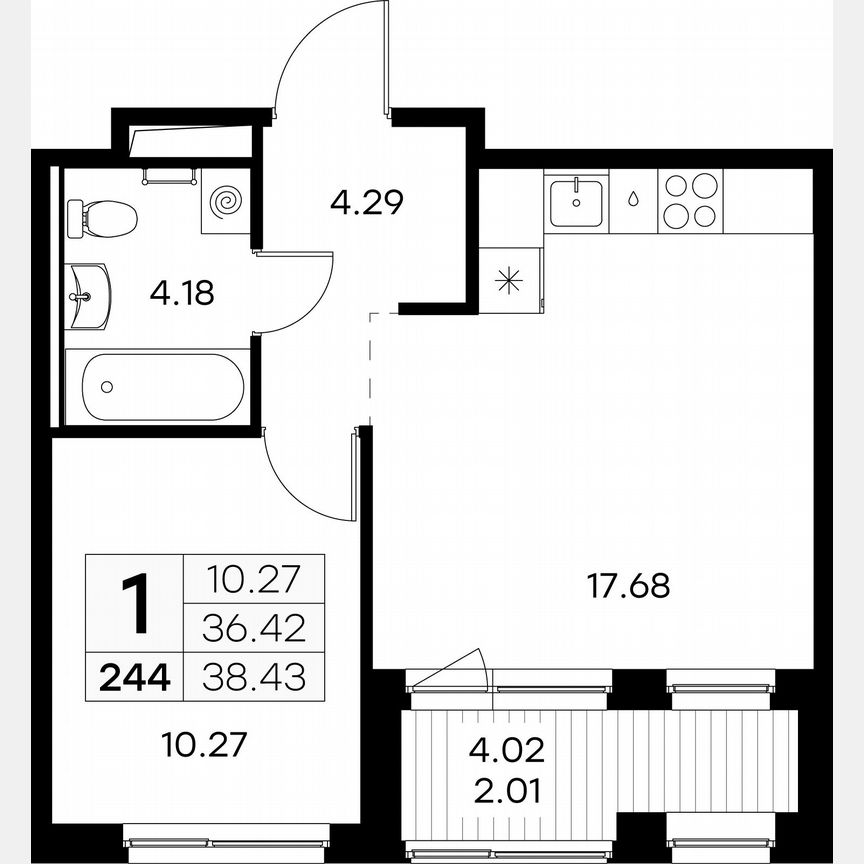 1-к. квартира, 38,4 м², 9/9 эт.