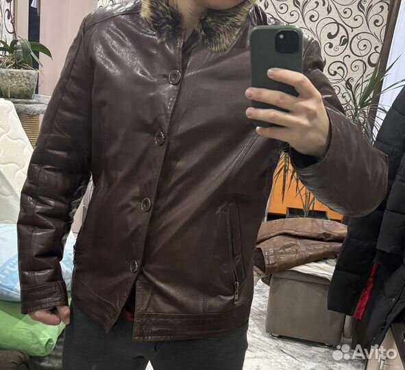 Кожаная куртка зимняя