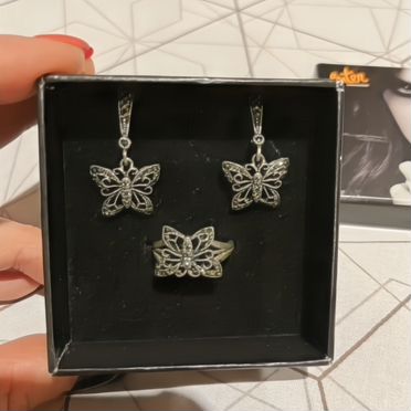 Серебряный комплект серьги и кольцо