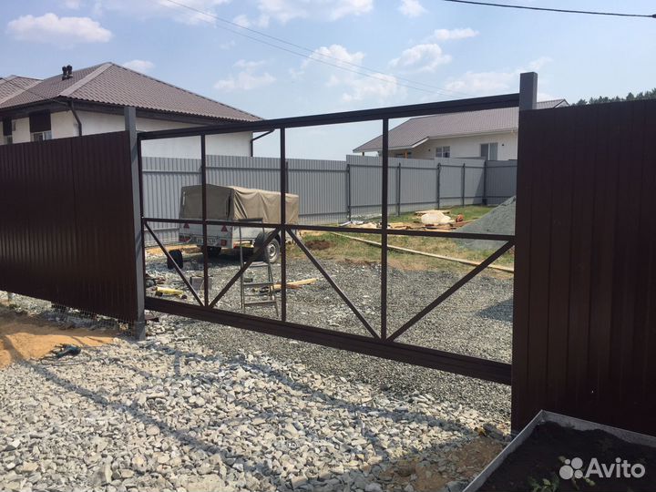 Изготовление монтаж ворот откатных, забор под ключ