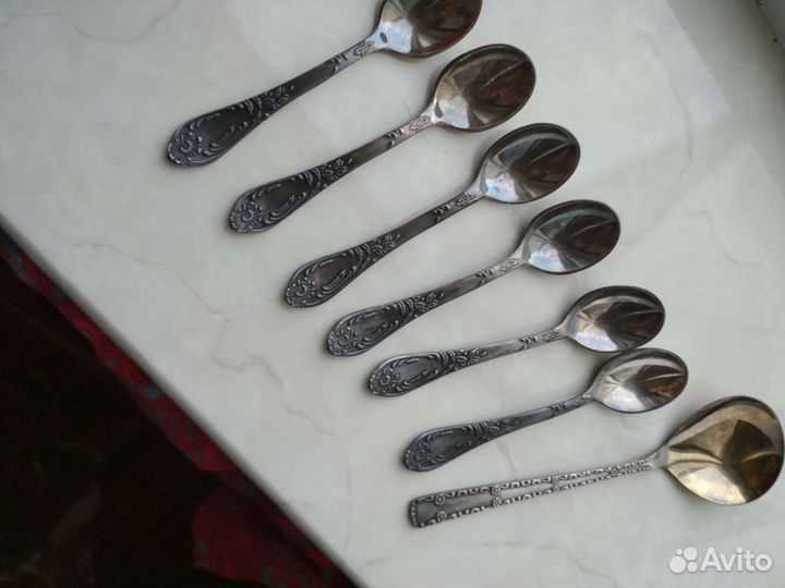 Кофейные мельхиоровые ложки. Набор из СССР