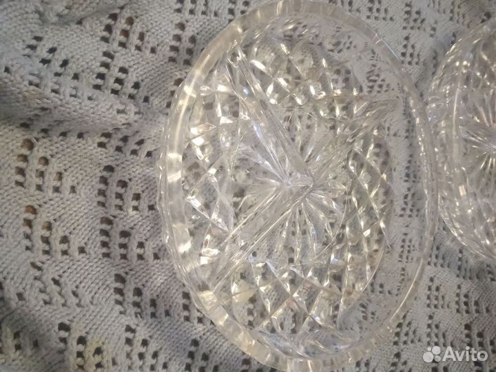 Две менажницы хрусталь СССР ретро винтаж