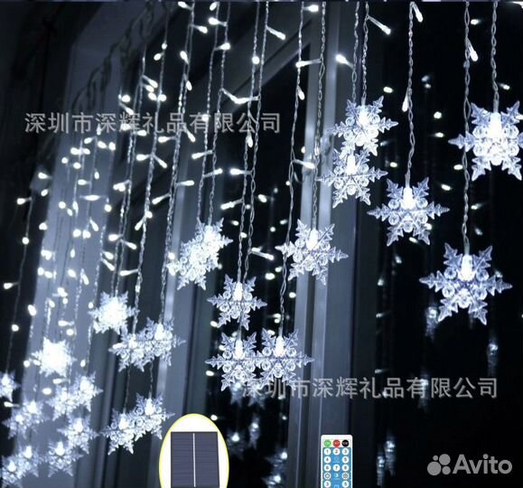 Гирлянда снежинка на солнечной батарее