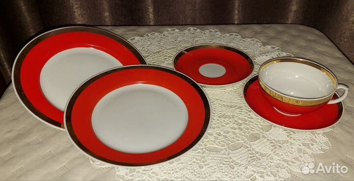 Чайное трио красное дулево