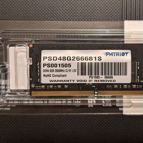 Sodimm DDR4 8gb 2666Мгц Patriot psd48g266681s