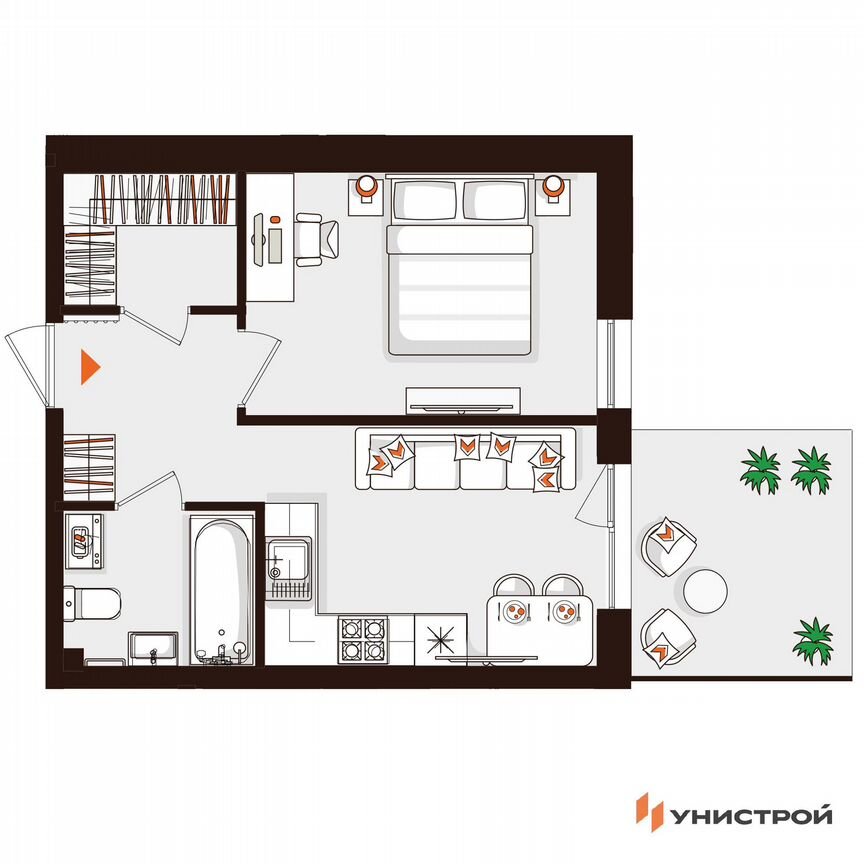 1-к. квартира, 34,5 м², 1/5 эт.