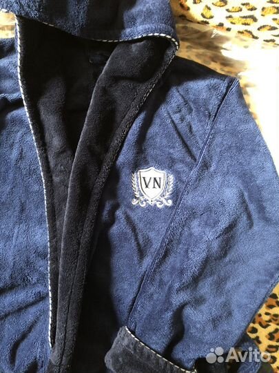 Халат махровый мужской синий