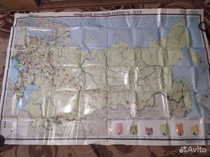 Настенная карта. Пищепром. и апк СССР