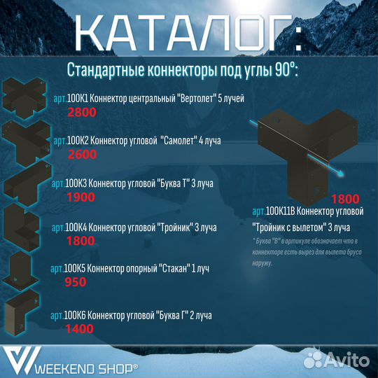 Коннектор для крыши 100х100 под 10