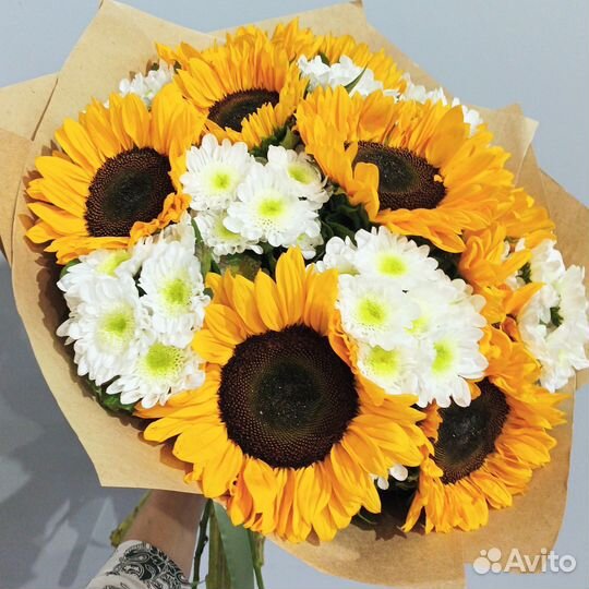Подсолнухи в подарок Цветы букет из Ромашек