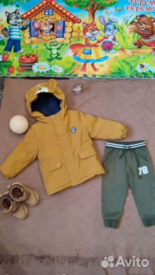 Куртка, штаны, ботинки демисезонные, шапочка 92