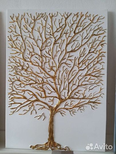 Картина интерьерная золотое дерево