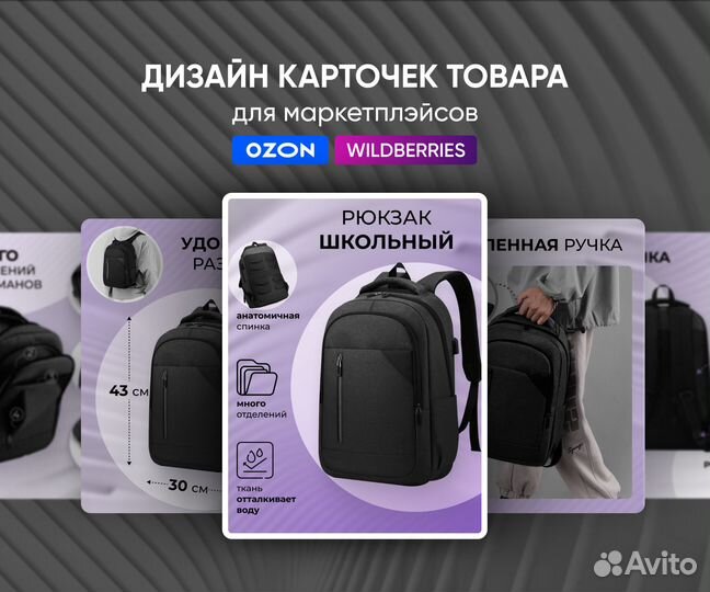 Дизайн карточек / инфографика для маркетплэйсов