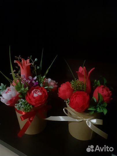 Букет пионы из мыла