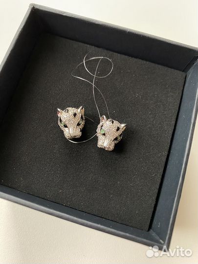 Серьги - пусеты серебро Sunlight леопард