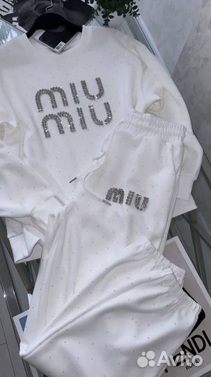 Костюм спортивный со стразами Miu Miu