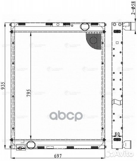 LRC 0766 радиатор охлаждения Al 665x795x50мм К