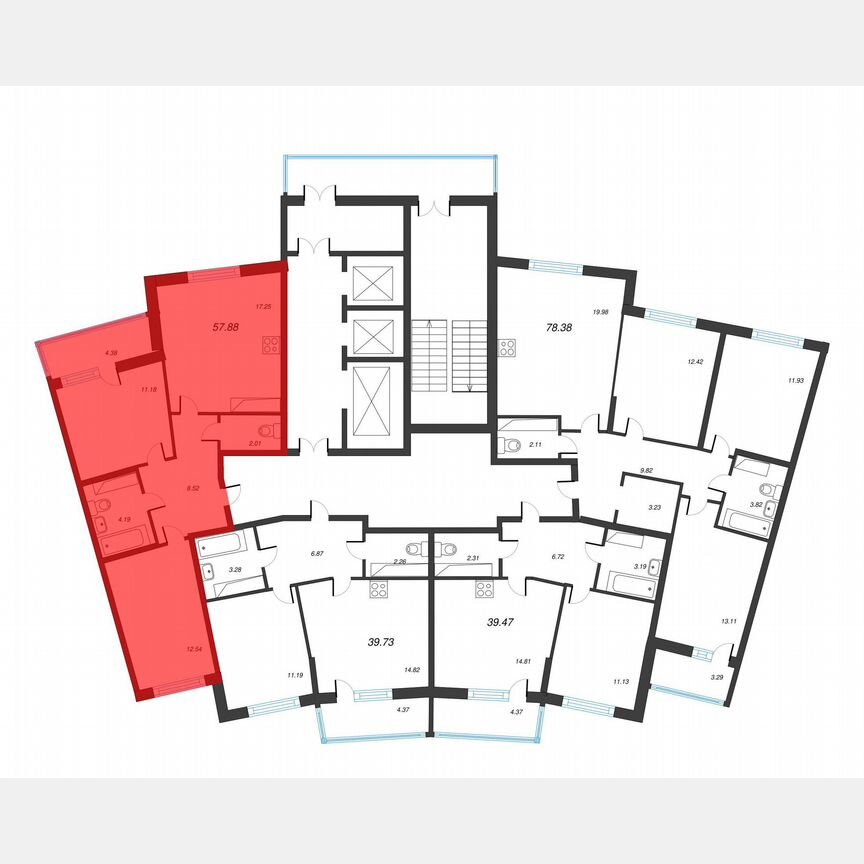 2-к. квартира, 60,1 м², 13/22 эт.