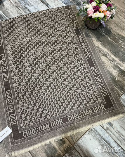 Палантин шарф кашемировый Dior коричневый