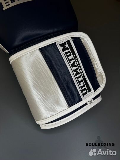 Боксерские перчатки Ultimatum White/Blue 12oz